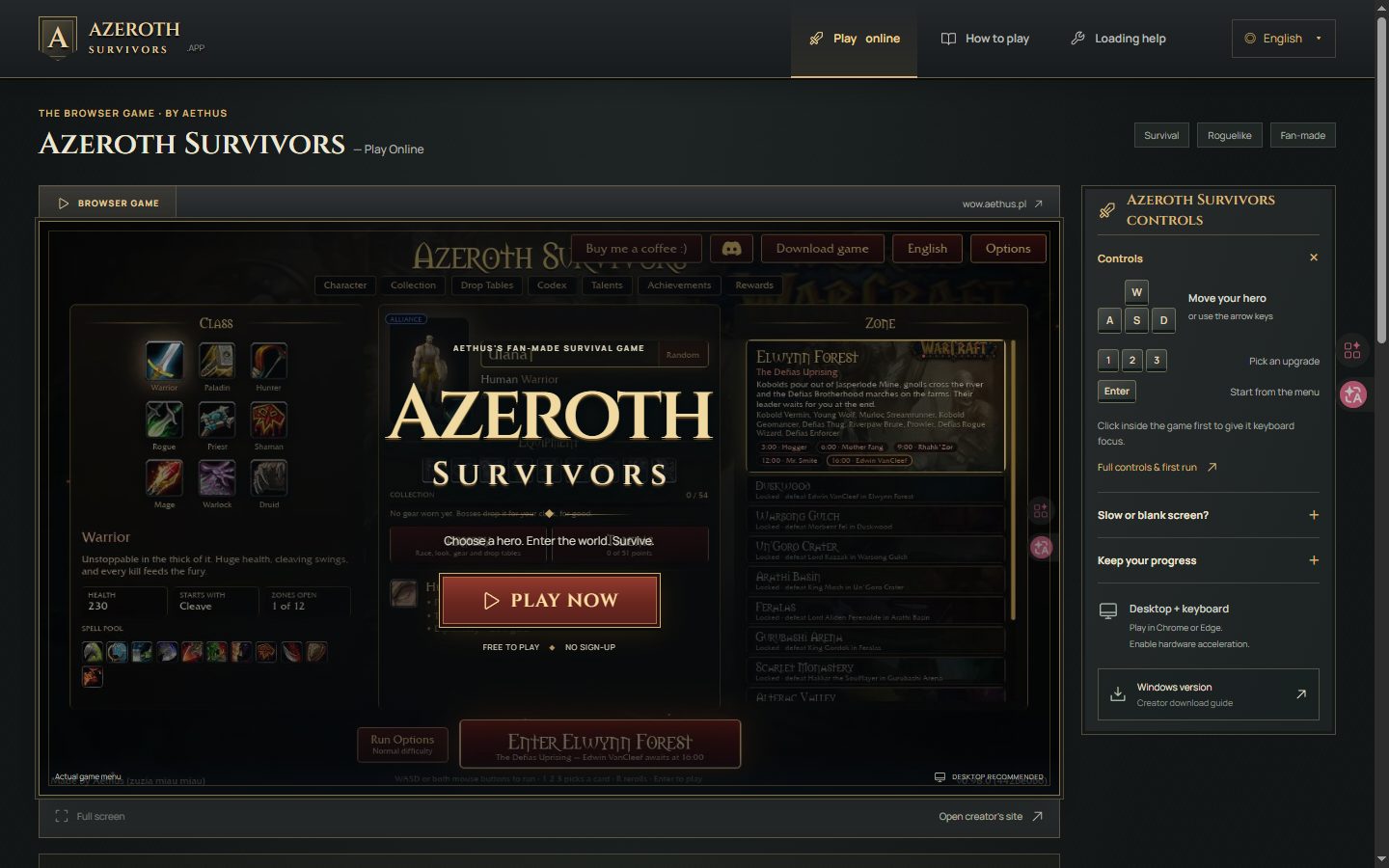 AzerothSurvivors.app screenshot