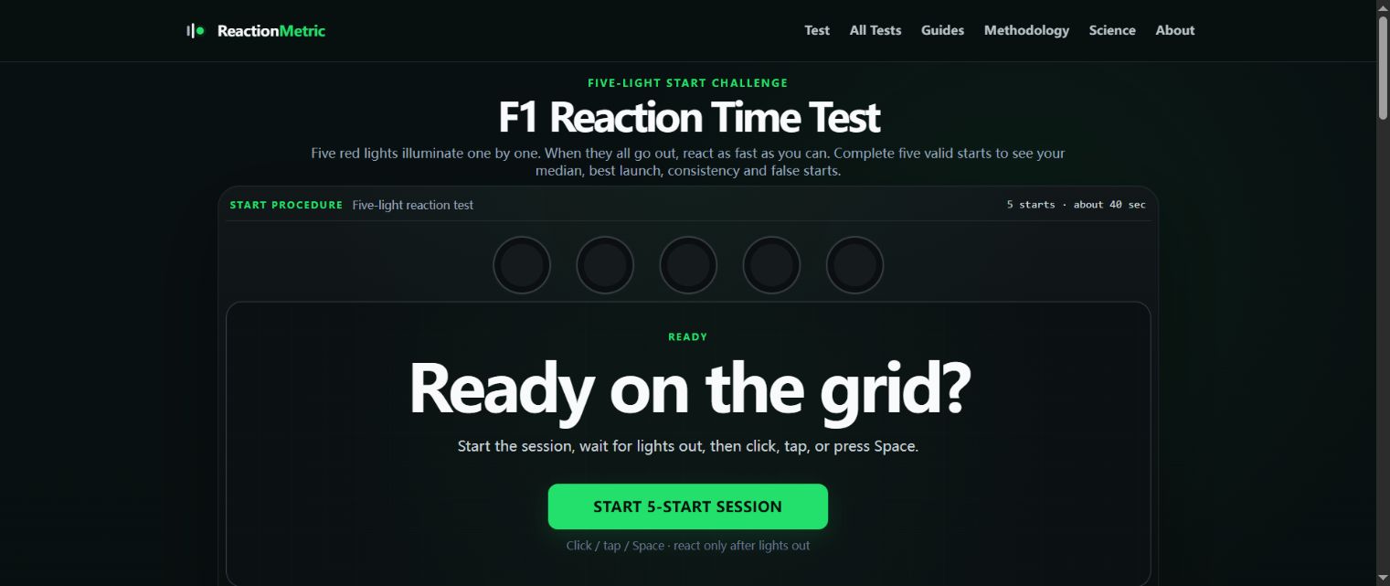 ReactionMetric F1 Reaction Test screenshot