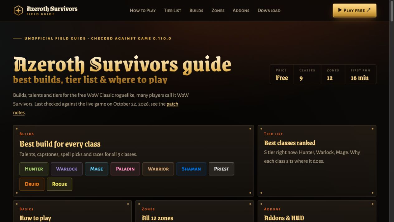 Azeroth Survivors Field Guide screenshot