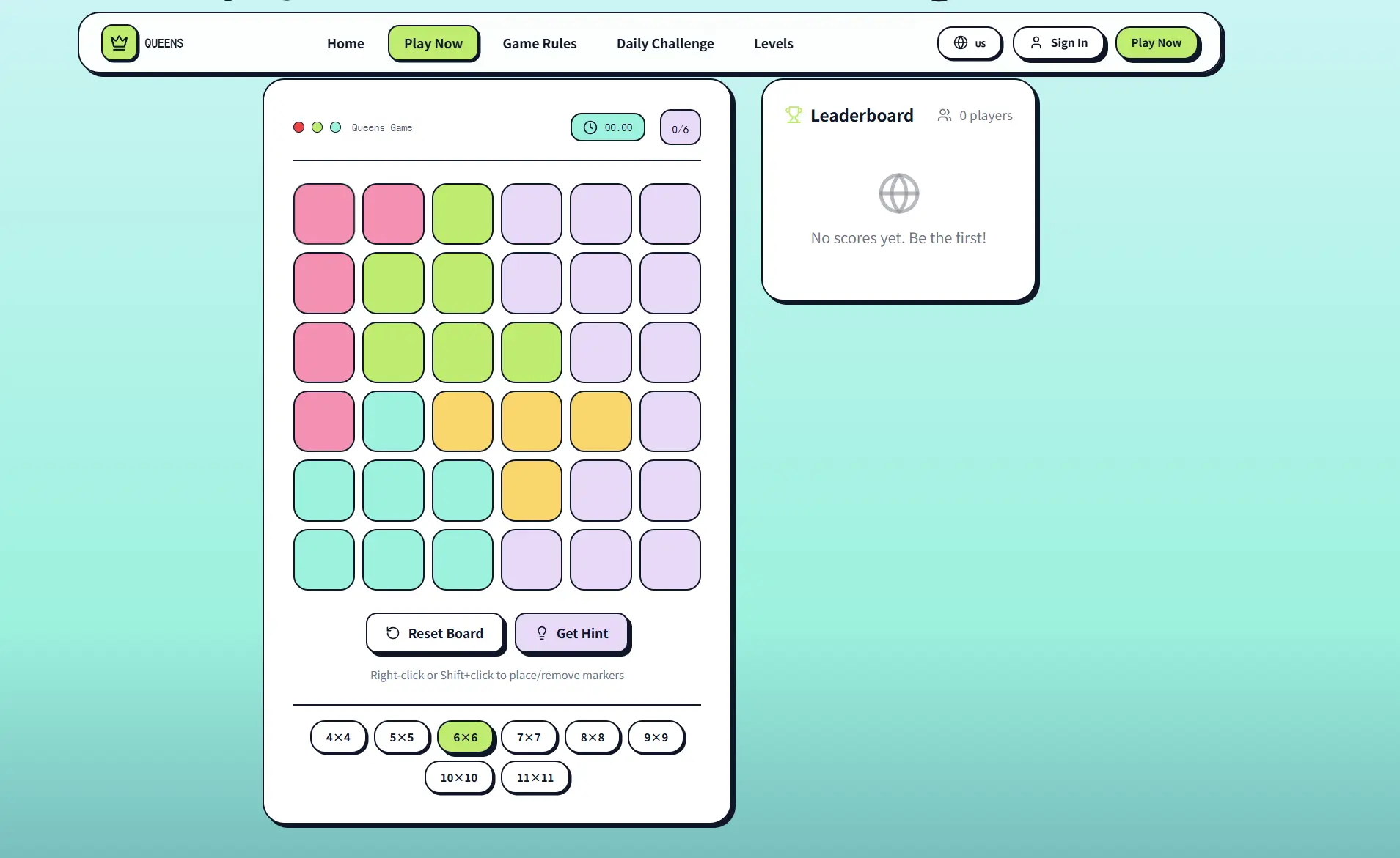 Play Queens Game Online screenshot