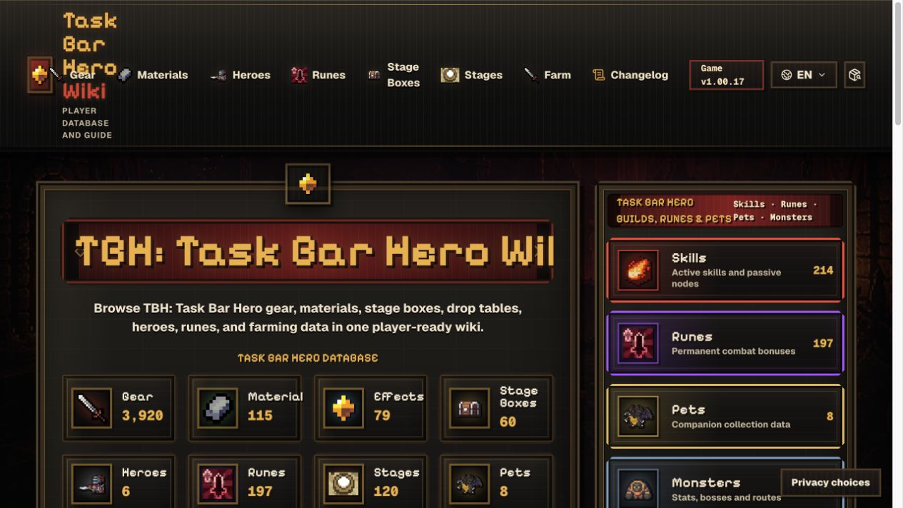 TBH: Task Bar Hero Wiki screenshot