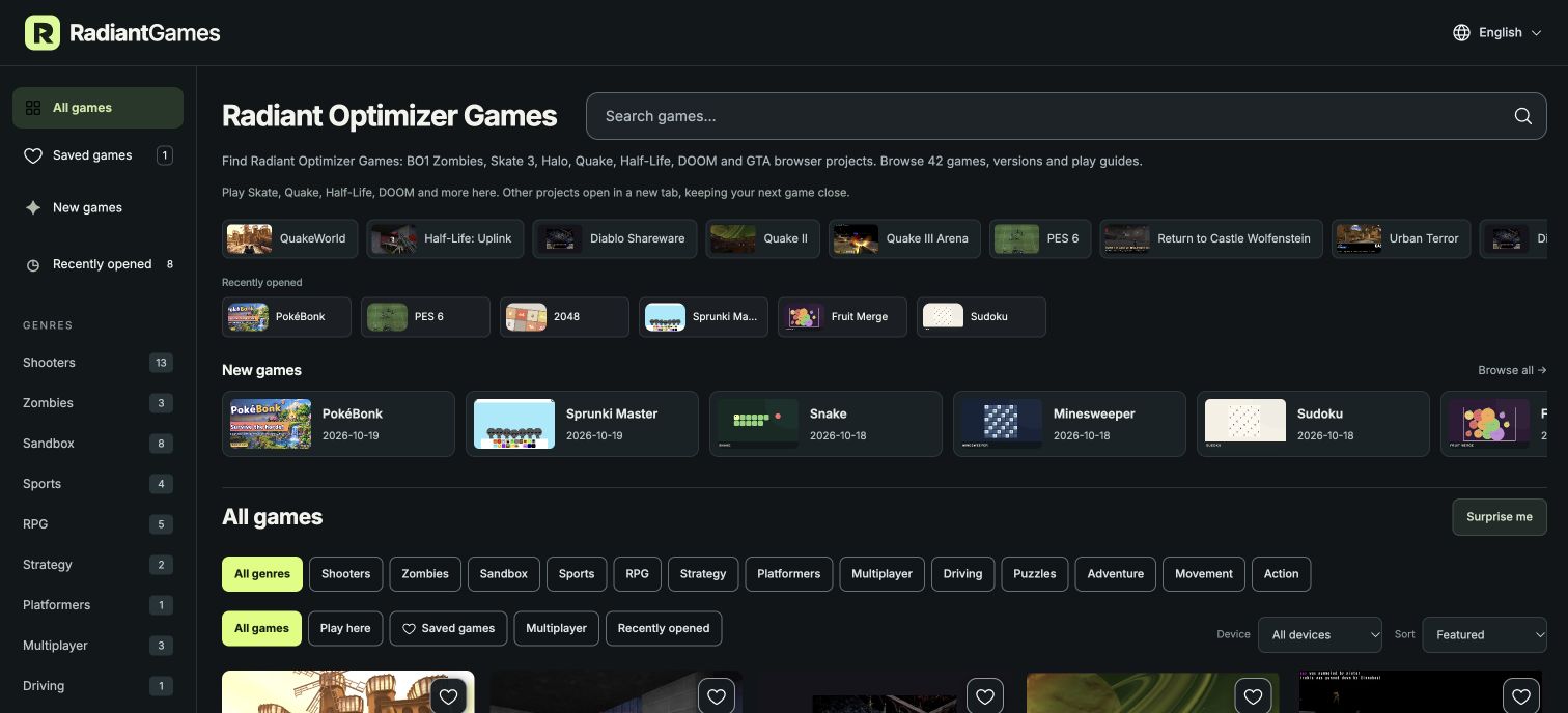 RadiantGames App screenshot