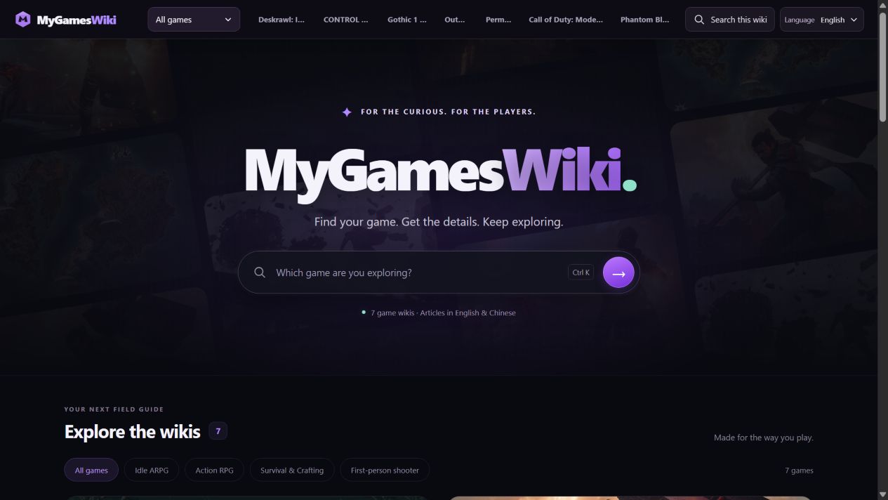 MyGamesWiki screenshot