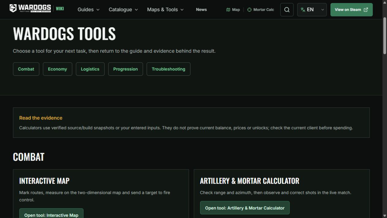 WARDOGS Wiki Player Tools screenshot